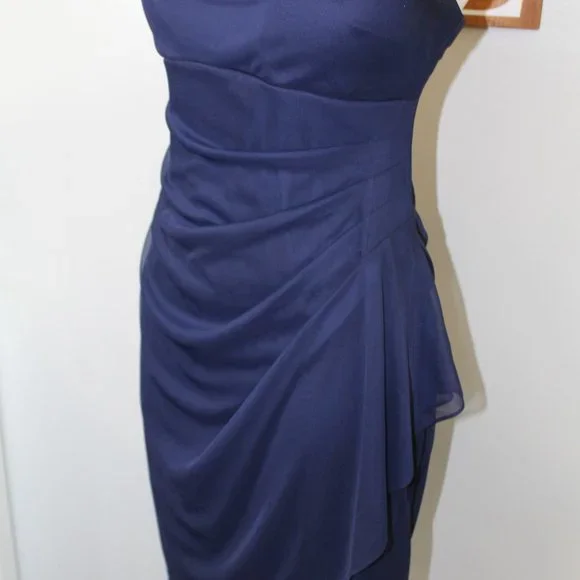 Scarlett Draped-Neck Lace Strap Chiffon Cocktail Dress - Picture 3 of 7